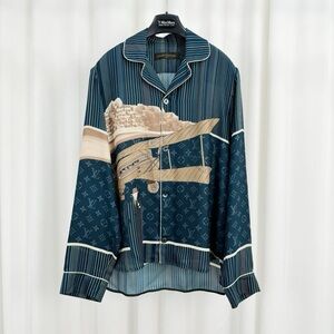 Authentic Louis Vuitton Blue Patterned Shirt